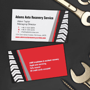 Auto service trace le carte de visite rouge