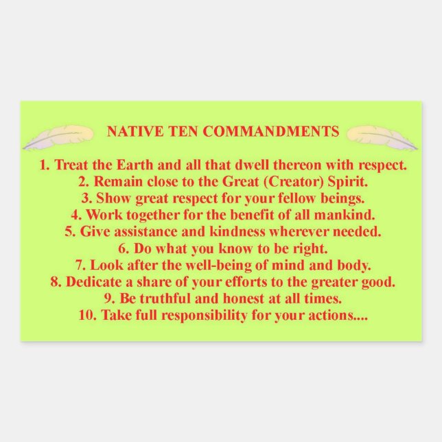 Autocollant 10 commandements natif (Devant)