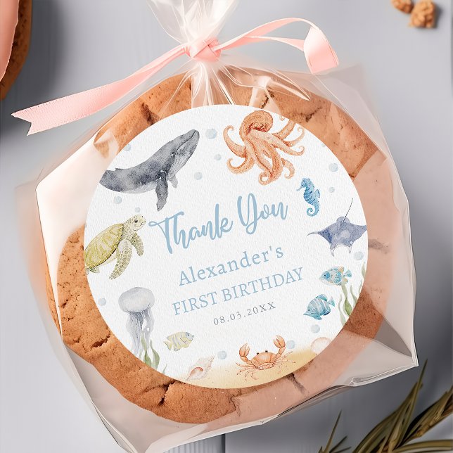 Autocollant 1er Anniversaire Animaux de l'Océan So (Créateur téléchargé)