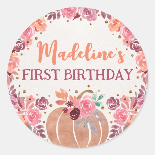 Autocollant 1er anniversaire Little Pumpkin Boho F (Devant)