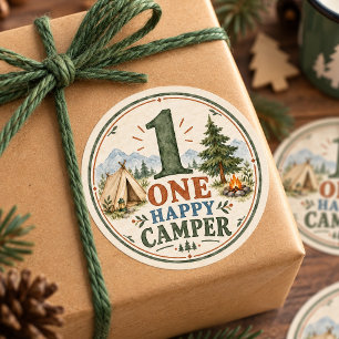 Autocollant 1er Anniversaire One Happy Camper