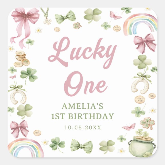 Autocollant 1er anniversaire Shamrock Lucky One (Devant)