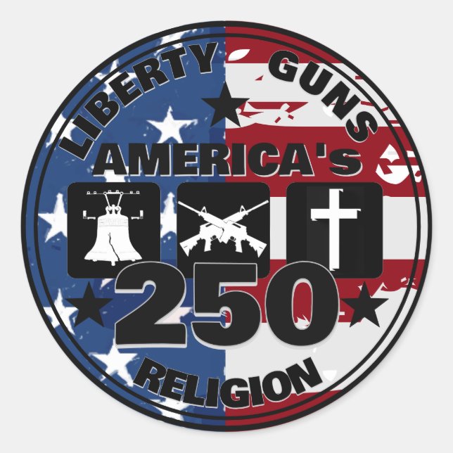 Autocollant 250 tours Liberté Armes Religion (Devant)