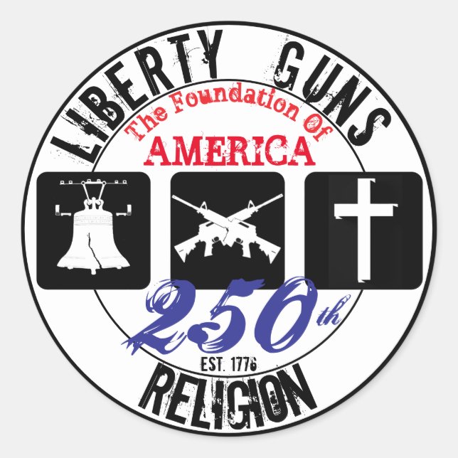 Autocollant 250e Liberté Armes Religion (Devant)