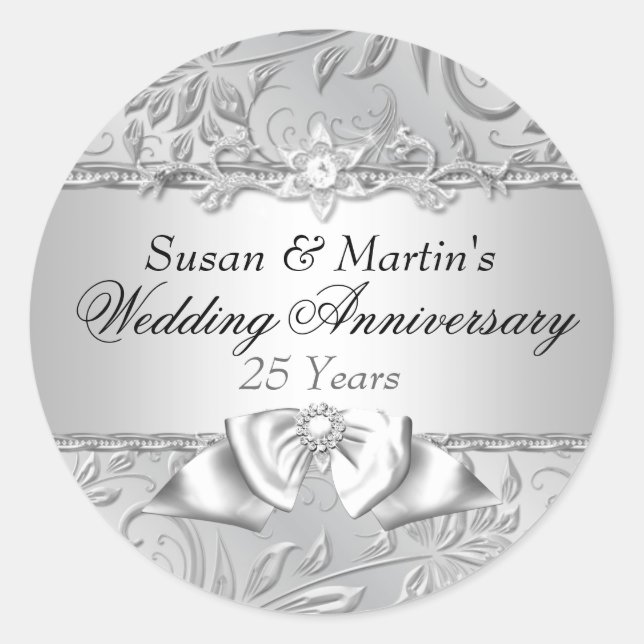 Autocollant 25e anniversaire de mariage Floral & B (Devant)