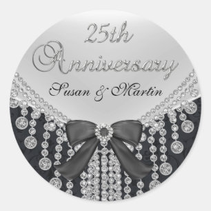 Autocollant 25e anniversaire Diamond Bow & Damask