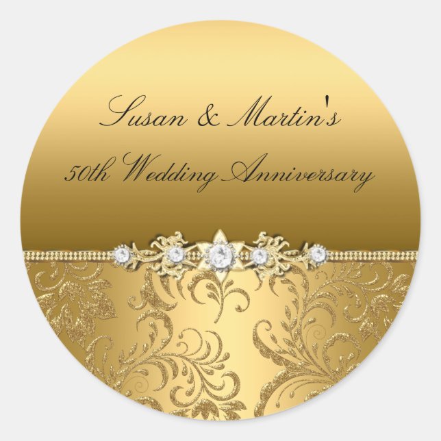Autocollant 50e anniversaire de mariage à tourbill (Devant)