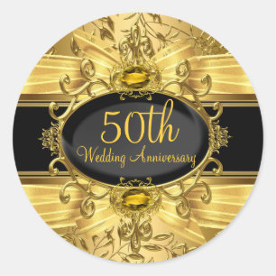 Autocollant 50e anniversaire Elegant Feuille d'Or 