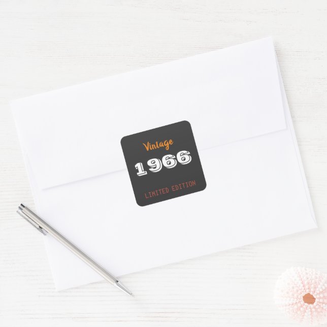 Autocollant 60e anniversaire – Vintage 1966 Noir & (Enveloppe)