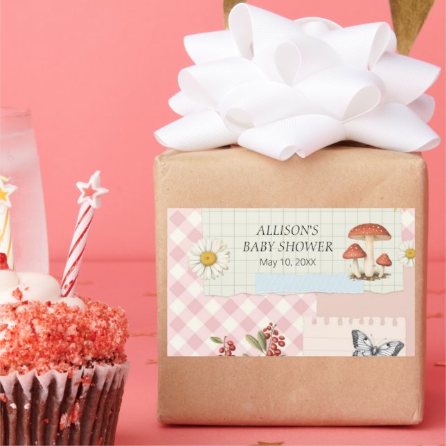 Autocollant à carreaux rose personnalisé avec moti (Fête)