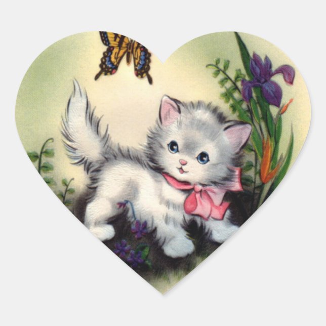 Autocollant à chaton vintage (Devant)