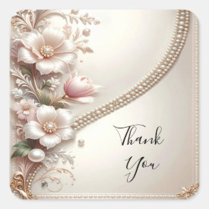 Autocollant à embellissements floraux et perlés