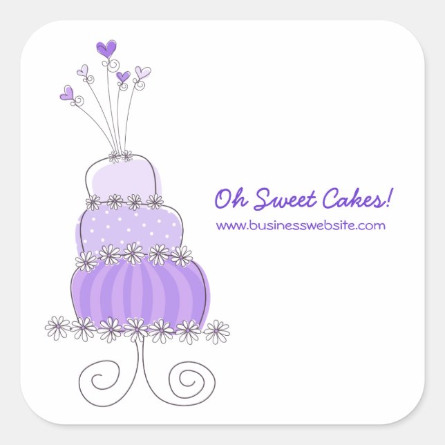 Autocollant à gâteau Mariage chic violet (Devant)