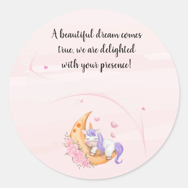 autocollant à licorne Merci (Devant)