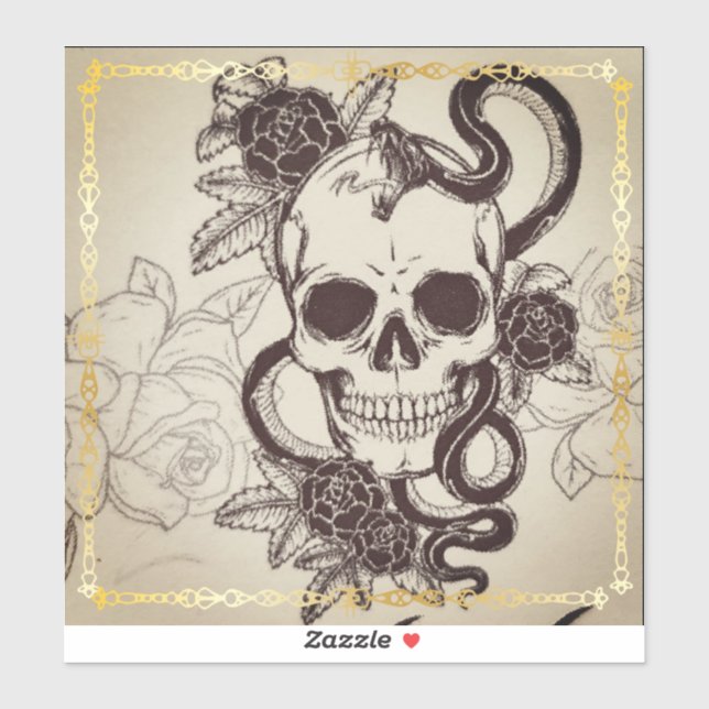 Autocollant à motif de crâne d'Halloween. (Feuille)