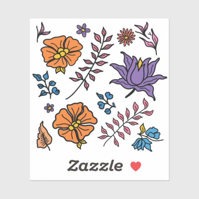 Autocollant à motif floral (Feuille)