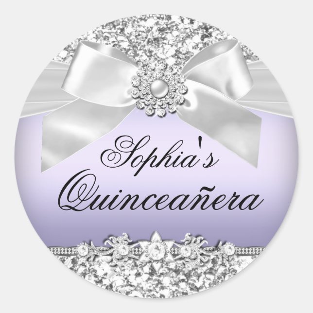 Autocollant à Parties scintillant et bijoux violet (Devant)