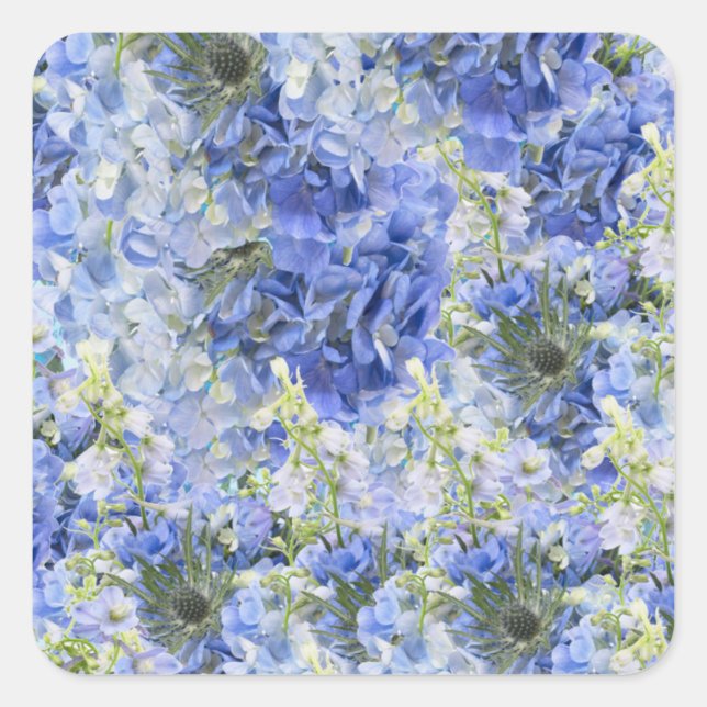 Autocollant à personnaliser motif Hydrangeas bleue (Devant)