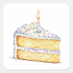 Autocollant à tranche de gâteau d'anniversaire