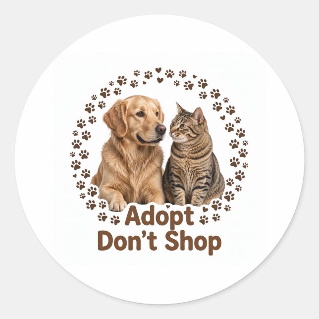 Autocollant « Adoptez, ne faites pas d'achat » (Devant)