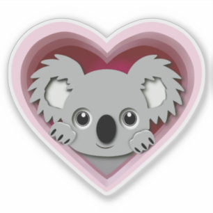 Autocollant Adorable 3D Coeur Koala Oear Love