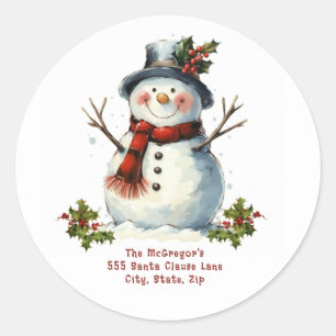 Autocollant Adresse de Retour Bonhomme de Neige de