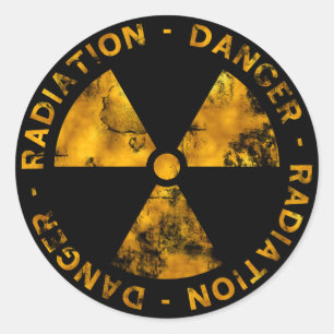 Autocollant affligé de symbole de rayonnement