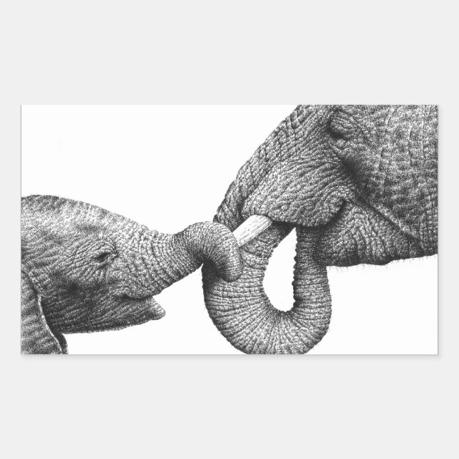 Autocollant africain éléphant et veau (Devant)