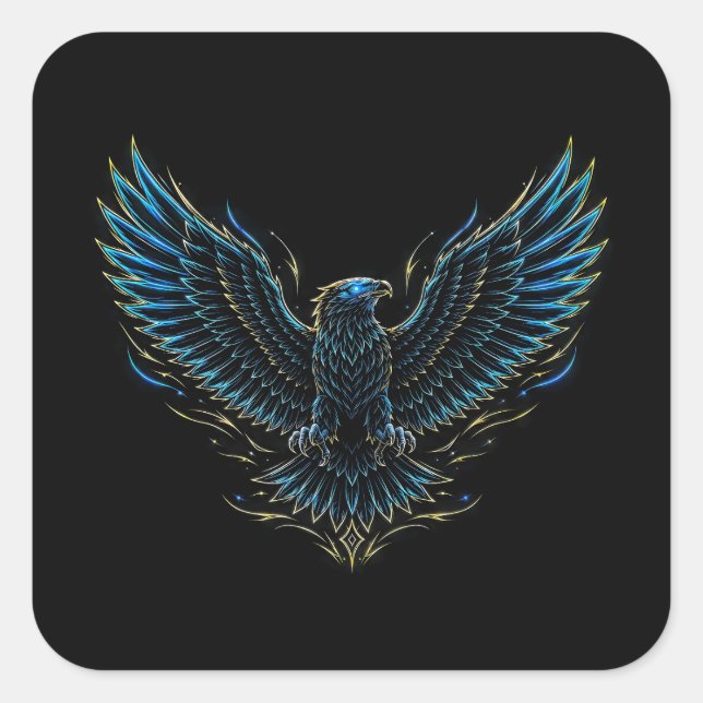 Autocollant aigle néon Cyberpunk (Devant)
