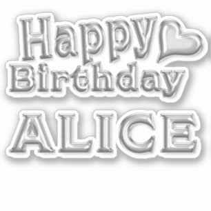 Autocollant Alice Joyeux Anniversaire argent