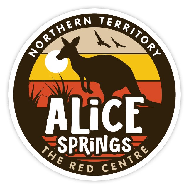 Autocollant Alice Springs, NT Australie (Alice Springs, Northern Territory Retro Round Sticker)