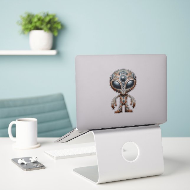 Autocollant Alien d'art populaire (Ordinateur portable sur le bureau)