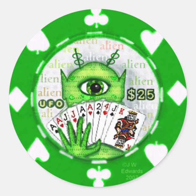 Autocollant Alien Poker (Devant)