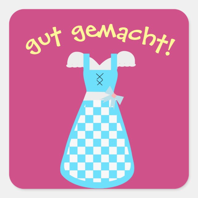Autocollant allemand "Well Done" avec Dirndl (Devant)