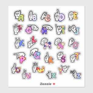 Autocollant Alphabet ASL Floral