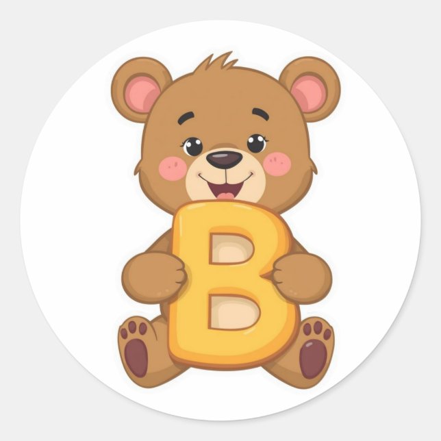 Autocollant Alphabet – B avec Ours (Devant)