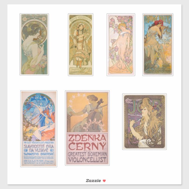 Autocollant Alphonse Mucha 1 (Feuille)