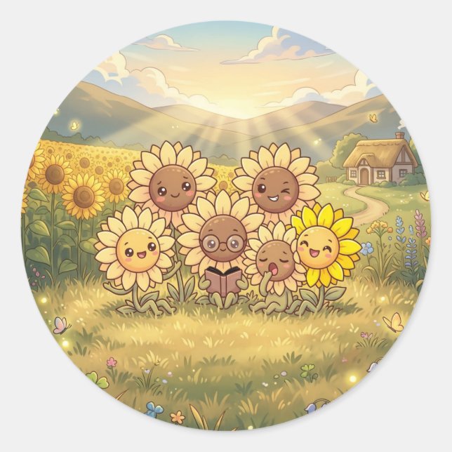 Autocollant Amis du Pré de Tournesol Ensoleillé (Devant)
