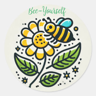 autocollant amusant avec texte Bee-Yourself