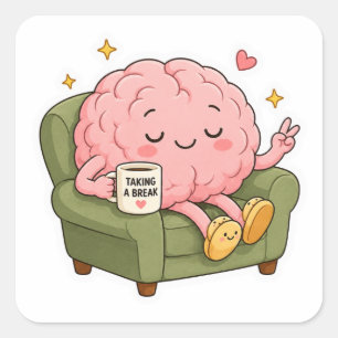 Autocollant amusant de cerveau mignon faisant une