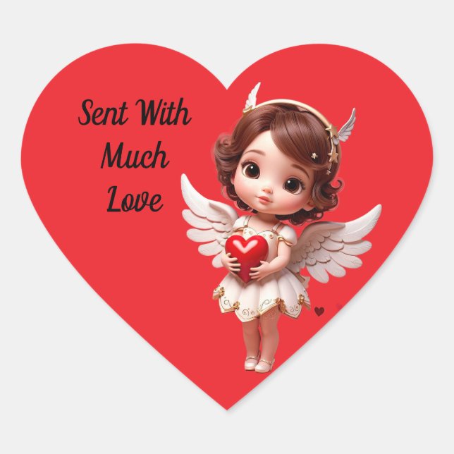 Autocollant Ange Avec Coeur (Devant)