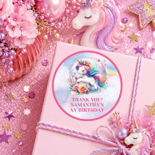 Autocollant Anniversaire Fille Licorne Mignonne Pa