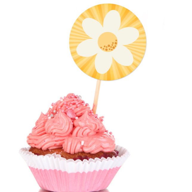 Autocollant Anniversaire Fleur Jaune Rétro | Littl (Créateur téléchargé)