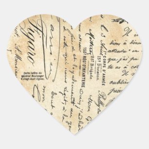 Autocollant antique de coeur d'écriture
