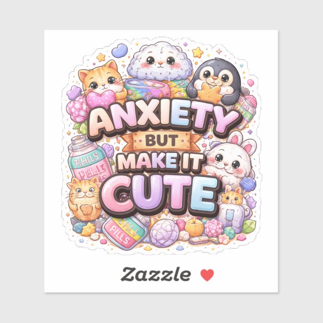 Autocollant « Anxiété, mais en version mignonne » (Feuille)