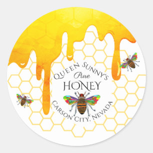 Autocollant Apiary Honey Jar Classic Round