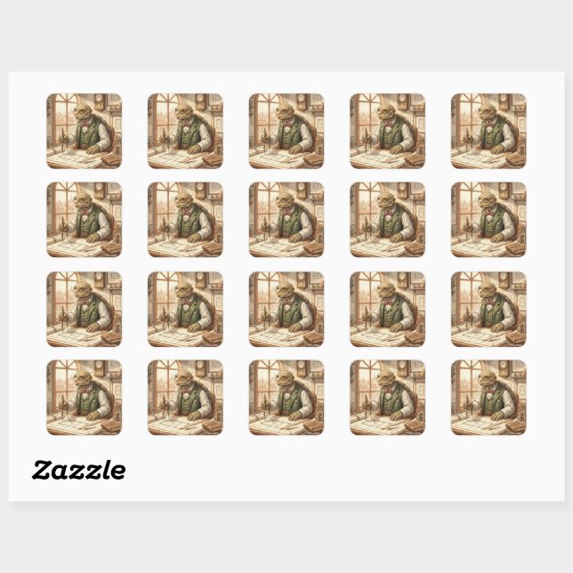 Autocollant aquarelle architecte tortue sage (Feuille)