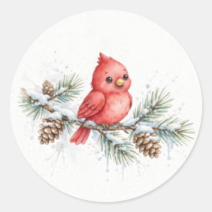 Autocollant aquarelle Cardinal d'hiver