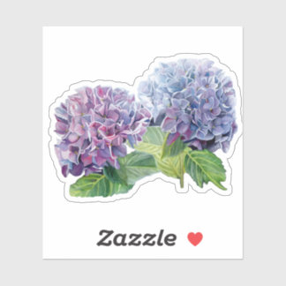 Autocollant aquarelle Hydrangea bleue