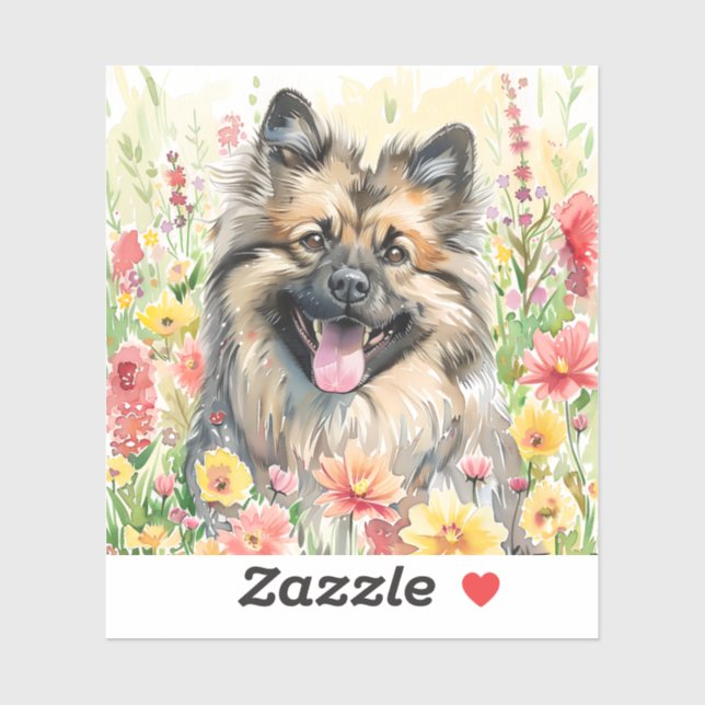 Autocollant aquarelle Keeshond (Feuille)